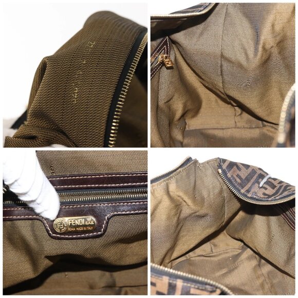 FENDI Zucca Canvas Hand Bag 2way Black Brown Auth gh886 - Picture 15 of 16